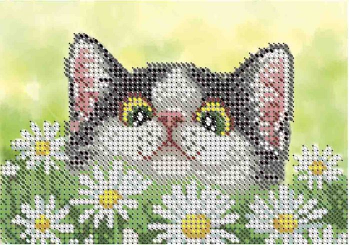 Котик в ромашках А6-Д-076