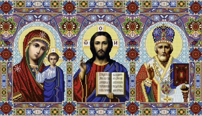 Триптих "Иисус - Казанская - Николай Чудотворец"