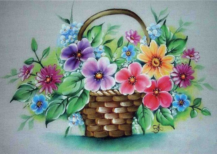 Корзина с цветами А3-Л-007