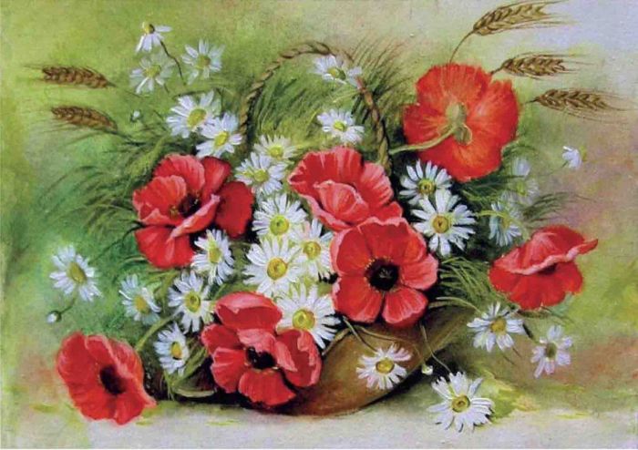 Маки и ромашки А4-Л-015